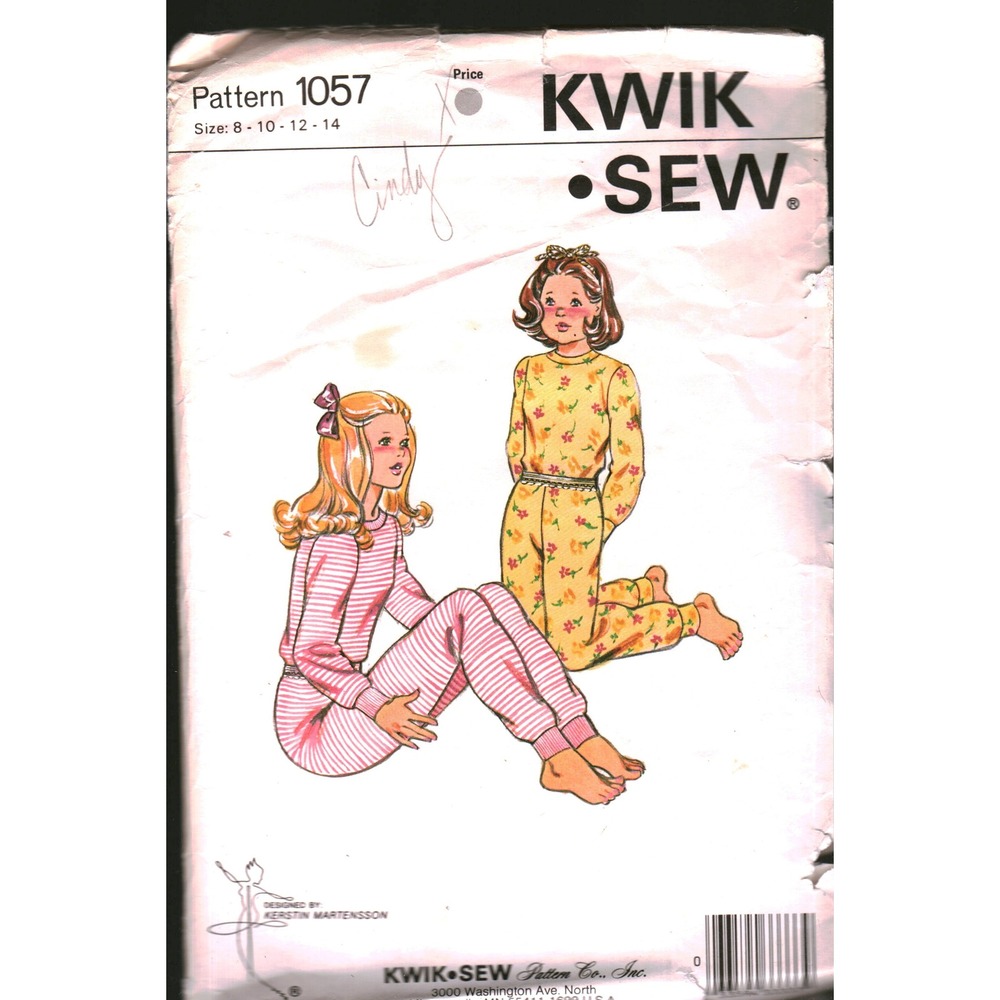 Kwik Sew 1057 Girls Thermal Underwear Sewing‎ Pattern Sizes 8 10 12 14 Vintage